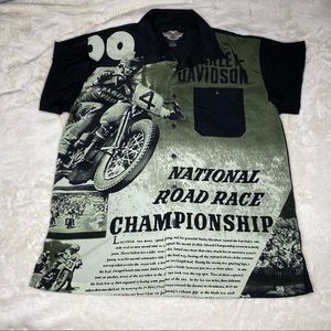 Harley-Davidson Button Up Dress Shirt National Road race Championship size L